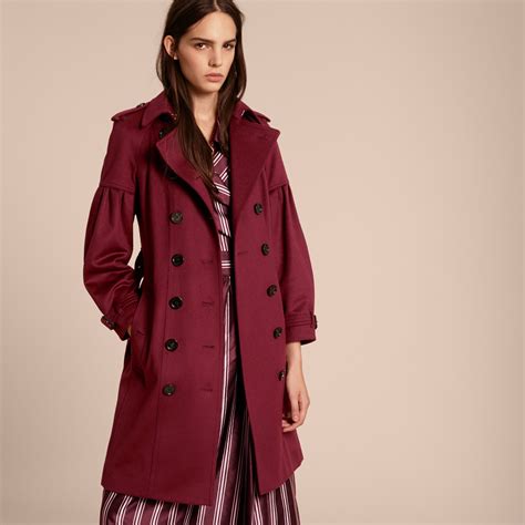 burberry wool trench burgundy